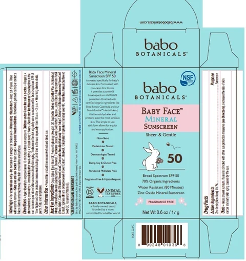 Babo Baby Face Mineral Sunscreen 포장