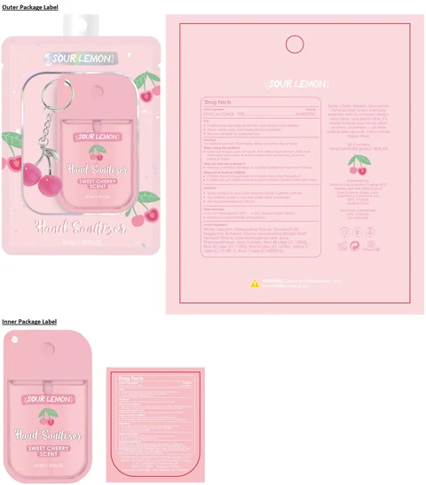 SOUR LEMON Hand Sanitizer SWEET CHERRY SCENT 포장
