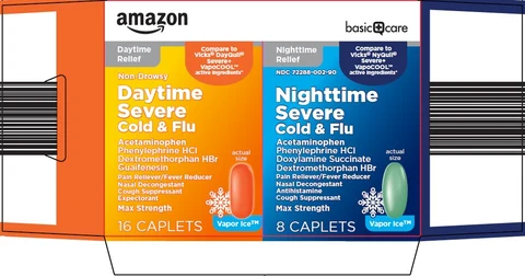 basic care daytime severe cold and flu nighttime severe cold and flu 포장