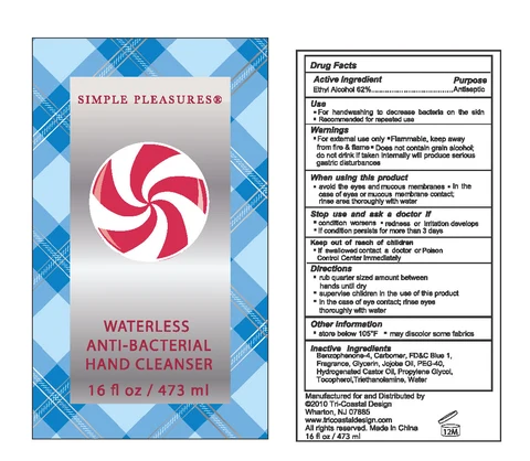 Waterless Anti-Bacterial Hand Cleanser packaging