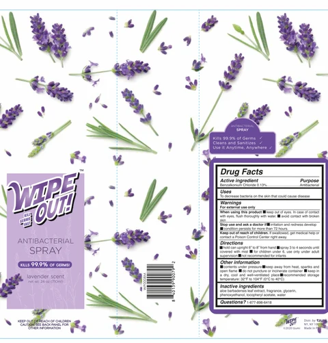 WIPE OUT Lavender Scent ANTIBACTERIAL packaging