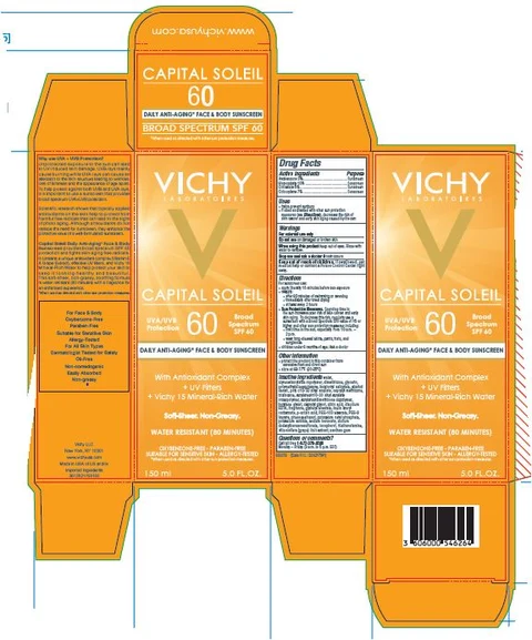 Vichy Laboratoires Capital Soleil 60 Daily AntiAging Face and Body Sunscreen Broad Spectrum SPF 60 Water Resistant 80 Minutes 포장