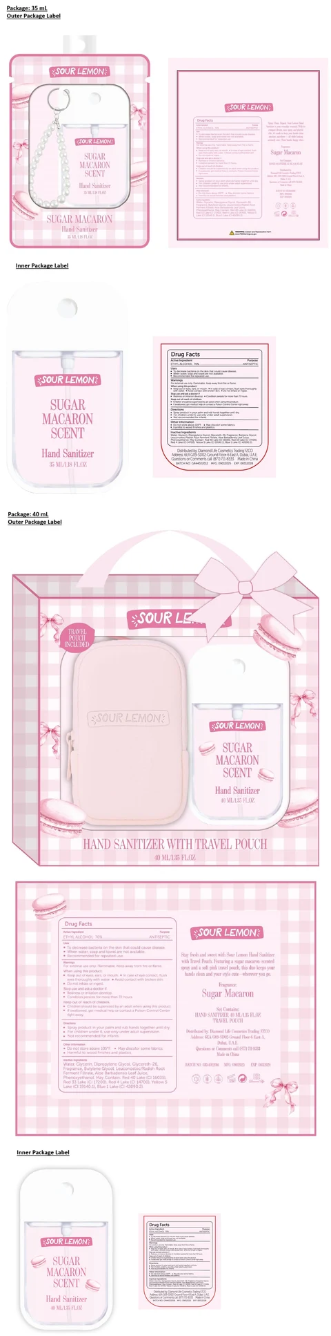 SOUR LEMON Hand Sanitizer SUGAR MACARON SCENT 포장