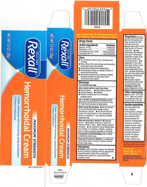 Rexall Maximum Strength Hemorrhoidal packaging