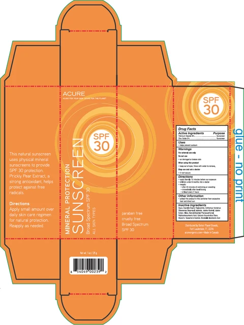 Acure Mineral Protection Sunscreen Broad Spectrum SPF 30 포장