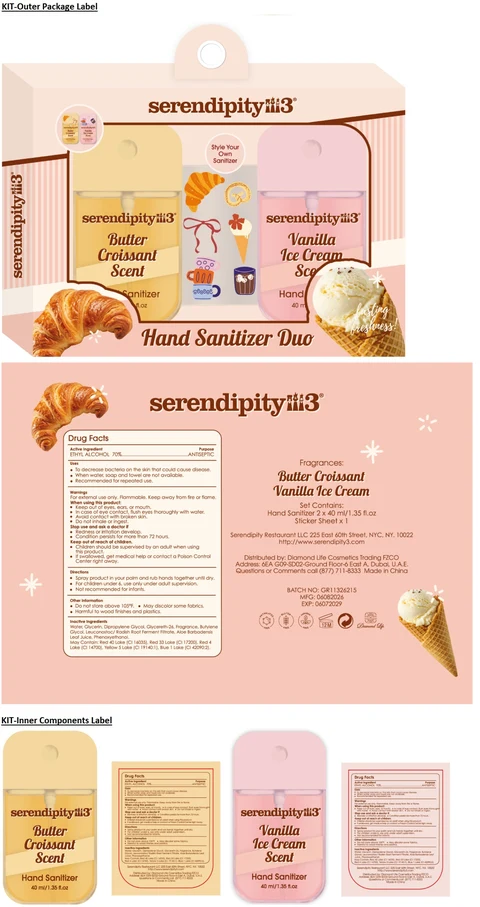 serendipity3 Hand Sanitizer Duo - Butter Croissant and Vanilla Ice Cream Scent 포장