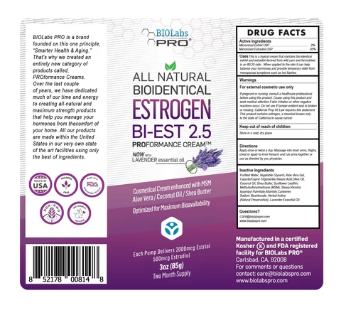 BiEST 2.5 Estrogen Cream (Lavender scented) 포장