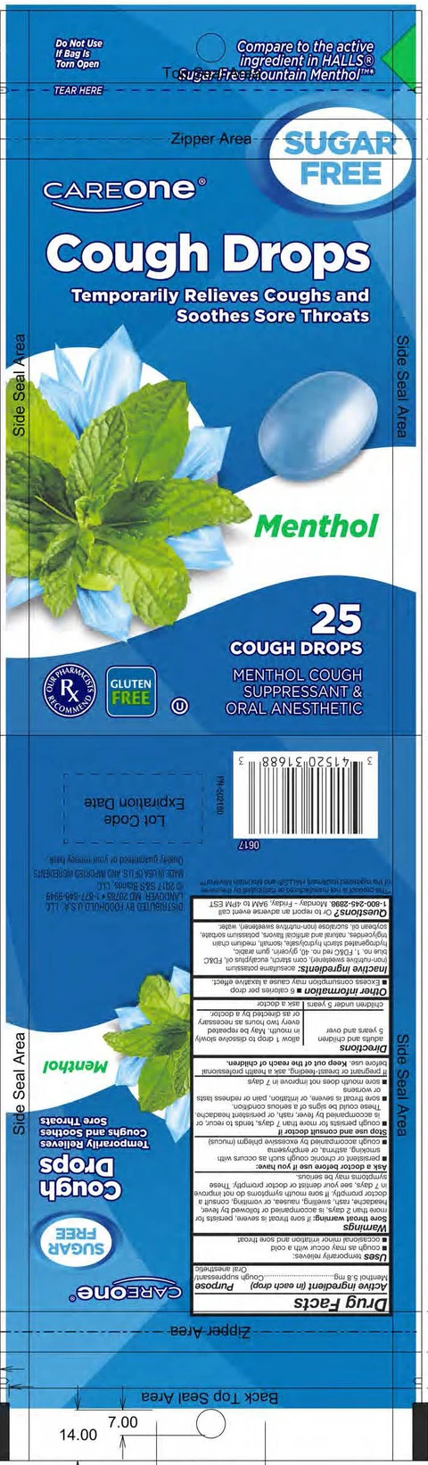 Sugar Free Menthol Cough Drops 포장