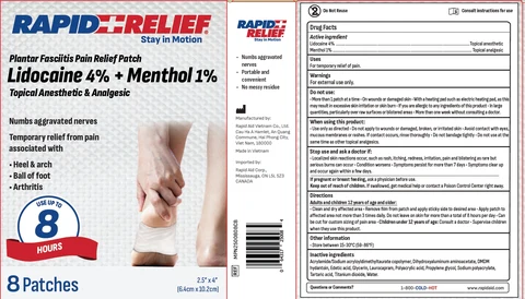 Rapid Relief Plantar Fasciitis Pain Relief Patch 포장