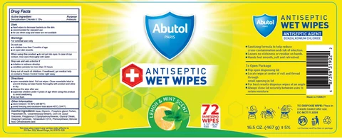 Abutol ANTISEPTIC WET WIPES LEMON and MINT SCENT packaging