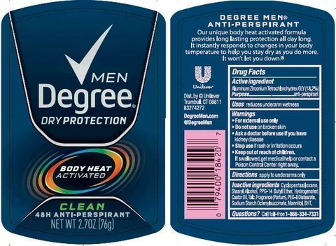 DegreeClean Antiperspirant and Deodorant 포장