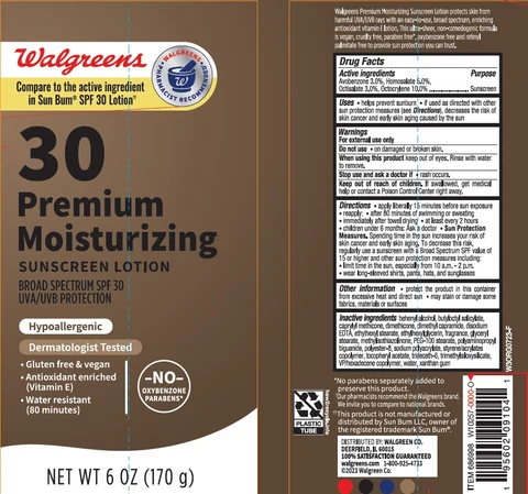 Walgreens SPF 30 Premium Moisturizing Sunscreen packaging