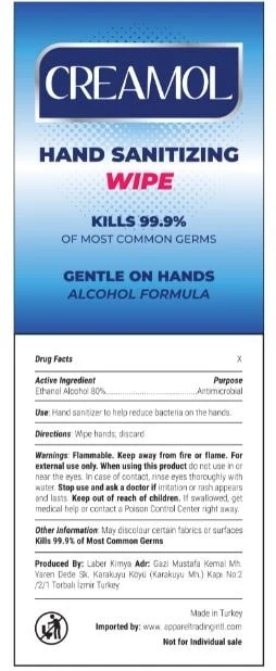 CREAMOL HAND SANITIZING WIPE packaging