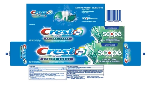 Crest Complete PlusActive Fresh plus Whitening Scope 포장