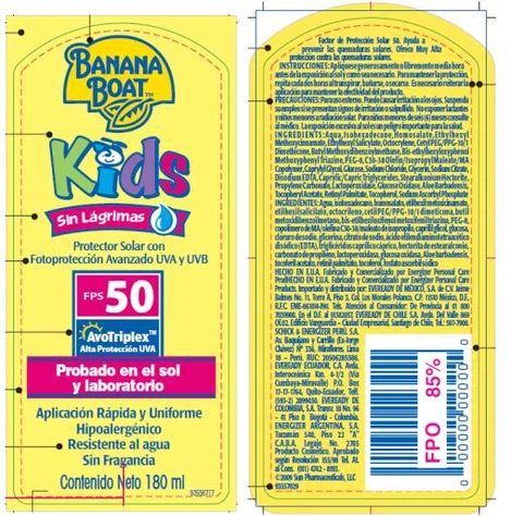 Banana Boat Kids Sin Lagrimas Pump SPF 50 포장
