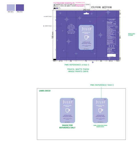 JULEP antibacterial sanitizing wipes 포장
