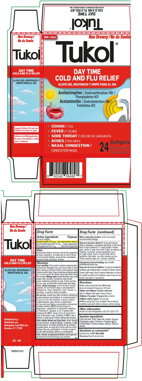 Tukol Day Time Cold and Flu Relief Softgels 포장