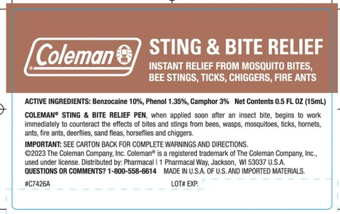 Coleman Sting and Bite Relief 포장