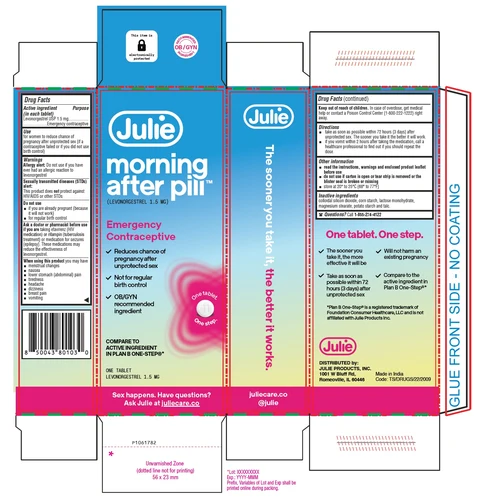 Julie Morning After Pill packaging