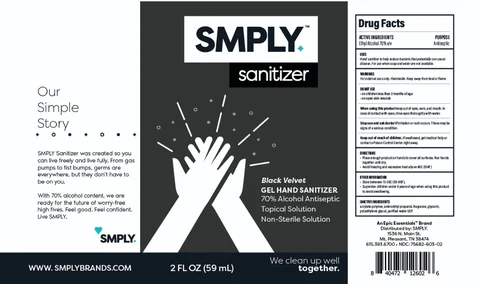 SMPLY Black Velvet Hand Sanitizer 포장