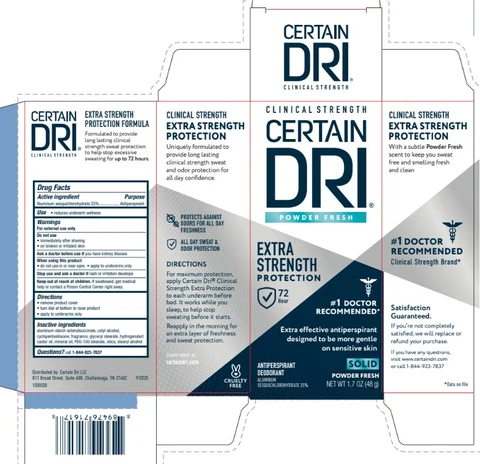 Certain Dri Powder Fresh Extra Strength ProtectionSOLID 포장