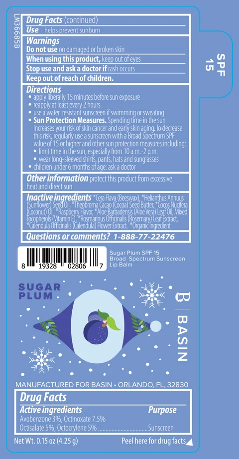 Basin Sugar Plum SPF 15 Broad Spectrum Sunscreen Lip Balm 포장