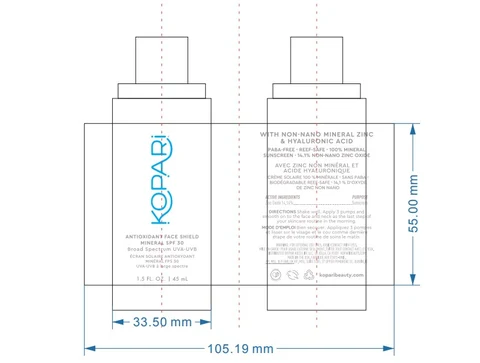 KOPARI Antioxidant Face Shield Mineral SPF 30 포장