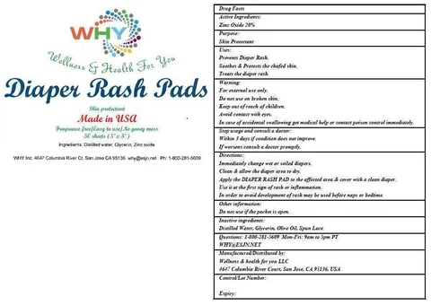 WHY Diaper Rash Pads packaging
