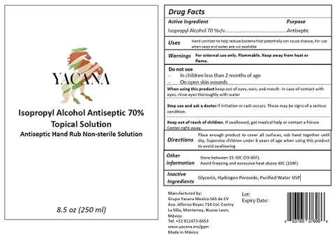 Yacana Isopropyl Alcohol Antiseptic 70% Topical Solution packaging