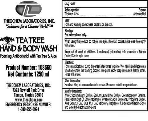 Theochem Tea Tree Hand and Body Wash packaging