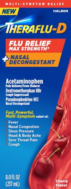 Theraflu-D Flu Relief Max Strength plus Nasal Decongestant packaging