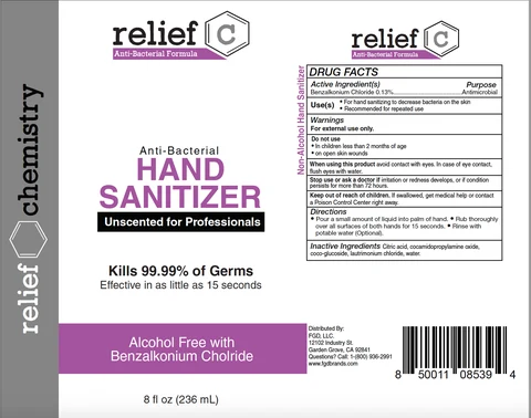 Relief C Anti-Bacterial Formula Anti-Bacterial Hand Sanitizer 포장