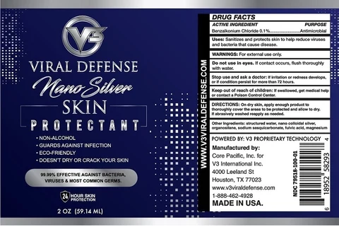 V3 Viral Defense Nano Silver Skin Protectant 포장