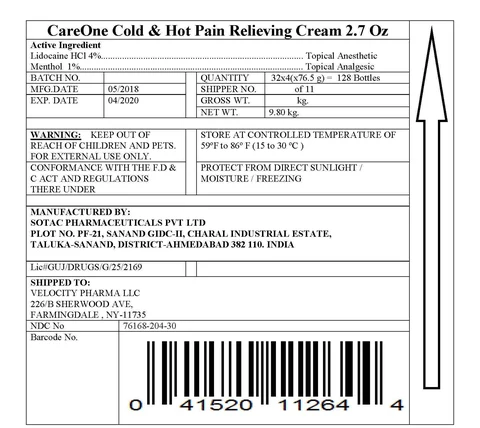 Hot and Cold with Lidocaine-CareonePain Relieving 포장