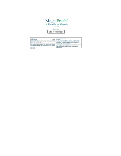 UPC 801803 00211 MegaFresh Gel Fluoride Tooth 포장