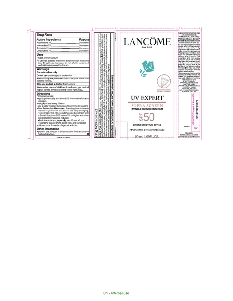 Lancome Paris UV Expert Supra Screen Invisible Sunscreen Serum Broad Spectrum SPF 50 packaging