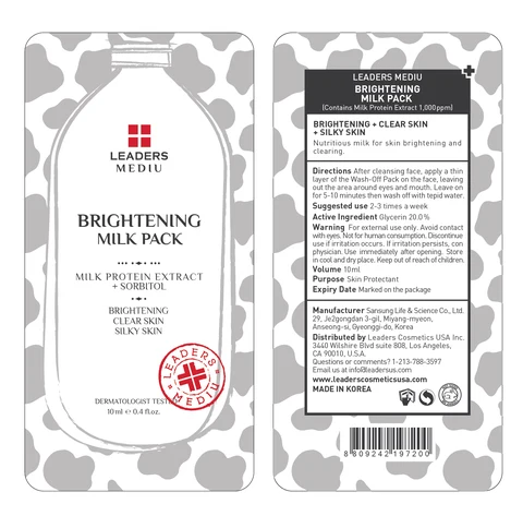 LEADERS MEDIU BRIGHTENING MILK PACK packaging