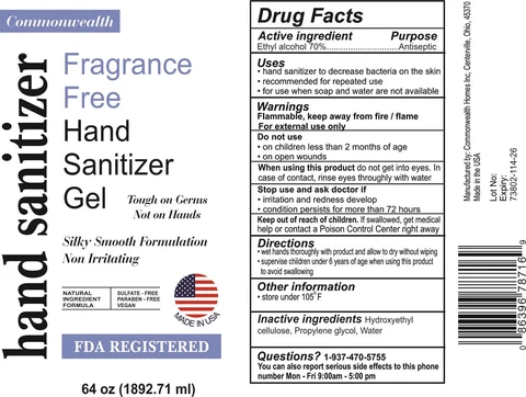 Commonwealth Fragrance Free Hand Sanitizer Gel 포장