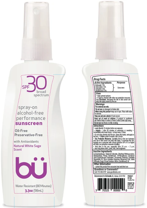bu SPF 30 Broad Spectrum Alcohol-Free Performance Sunscreen - Natural White Sage Scent 포장