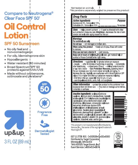 Target Up and Up Oil Control SPF 50 Sunscreen packaging