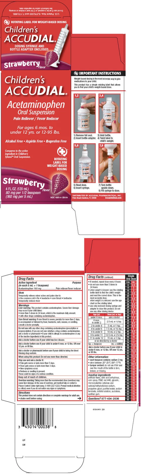 Childrens ACCUDIAL Pain reliever/ Fever reducer packaging