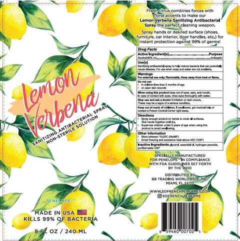 Hand Sanitizer-Lemon Verbana packaging