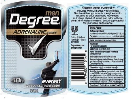 DegreeAdrenaline Everest Antiperspirant and Deodorant 포장