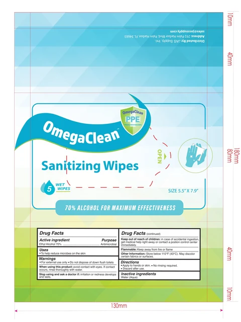 Sanitizing Wipes 포장