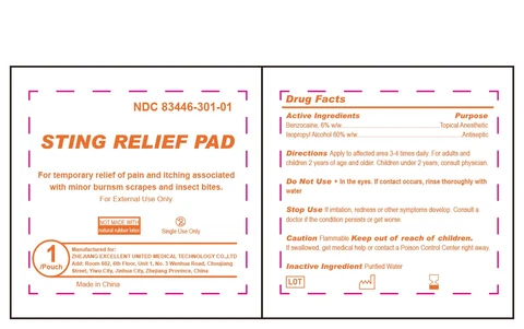 Sting Relief Pad packaging