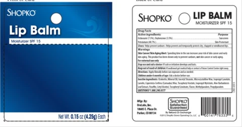 Shopko Moisture SPF 15 Lip Balm 포장