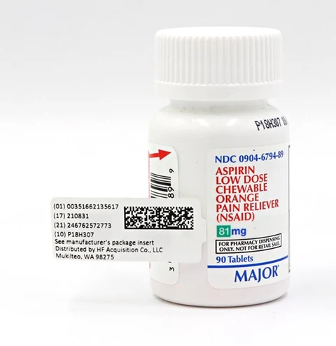 ASPIRIN LOW DOSE CHEWABLE ORANGE PAIN RELIEVER 포장