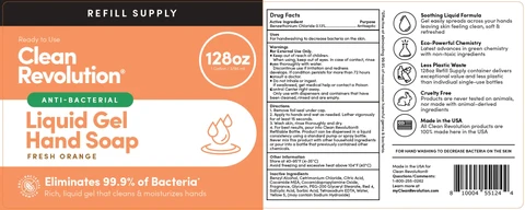 Clean Revolution Anti-Bacterial Hand Refill Supply Container - Anti-Bacterial - ELIMINATES 99.9% Germs - Ready To Use - Fresh Orange 포장