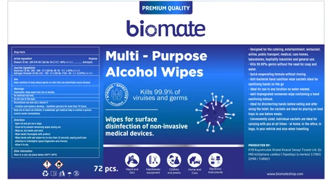 Biomate Multi-Purpose Alcohol Wipes 포장