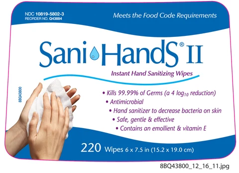 Sani-Hands IIInstant Hand Sanitizing Wipes 포장